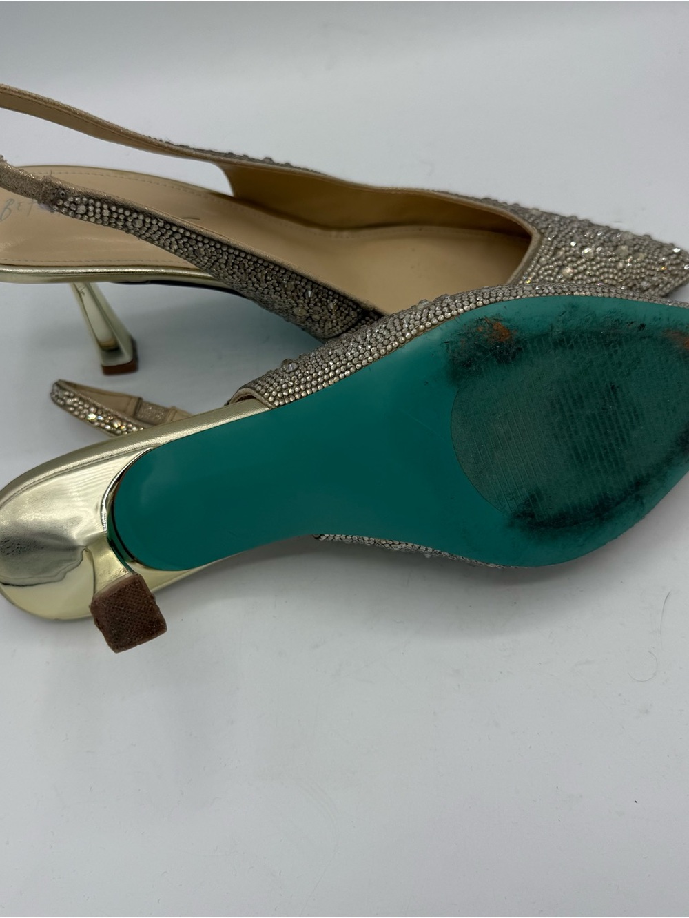 Betsey Johnson Clark Rhinestone Slingback Pumps Shoe Size 11 Pointed Toe Wedding - Picture 5 of 7